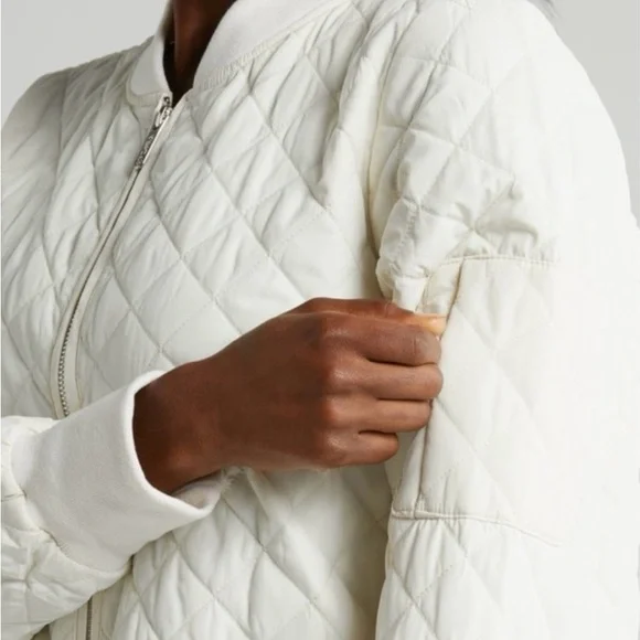 Zella Nordstrom Longline Water Resistant Quilted Bomber Jacket - Picture 8 of 9